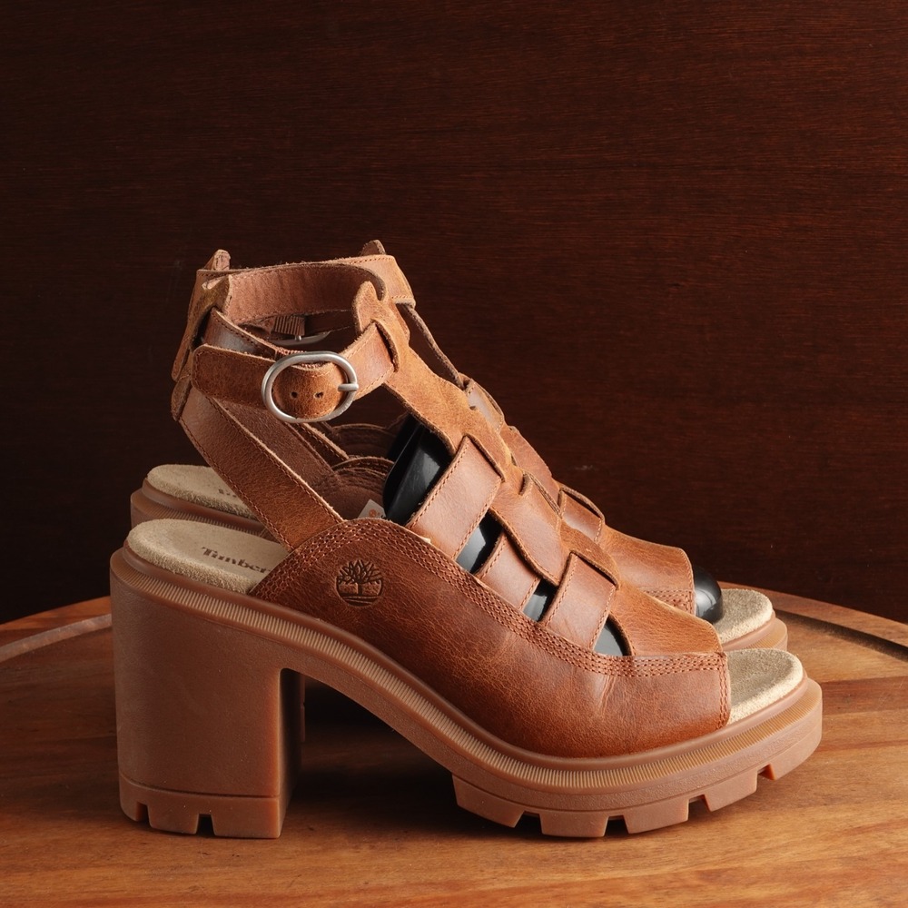 Timberland Sandals Womens SZ 8 Brown Allington Heights Fisherman Platform Preppy